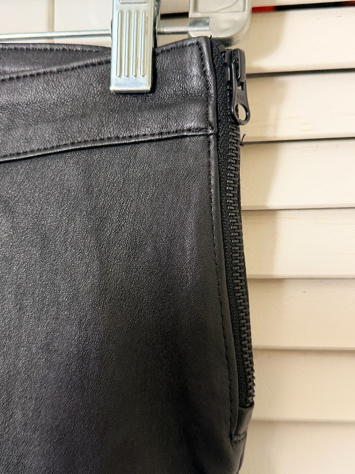 MACKAGE NAVI-Z LAMBSKIN LEATHER PLONGE SUPER SKINNY PANTS 6