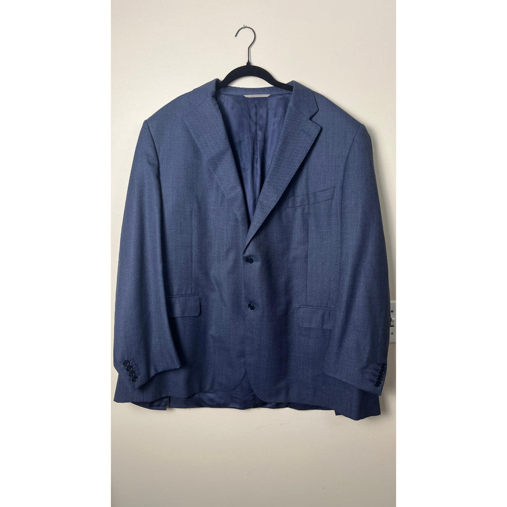 CANALI 1934 CURRENT BLUE WOOL CUPRO 2 BUTTON WINDOWPANE SPORT COAT 46 64 R