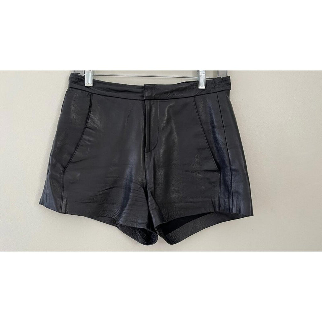 MAJE LAMBSKIN LEATHER BIKER SHORTS in black, super soft leather, marked size 36, fits S/M, great condition.