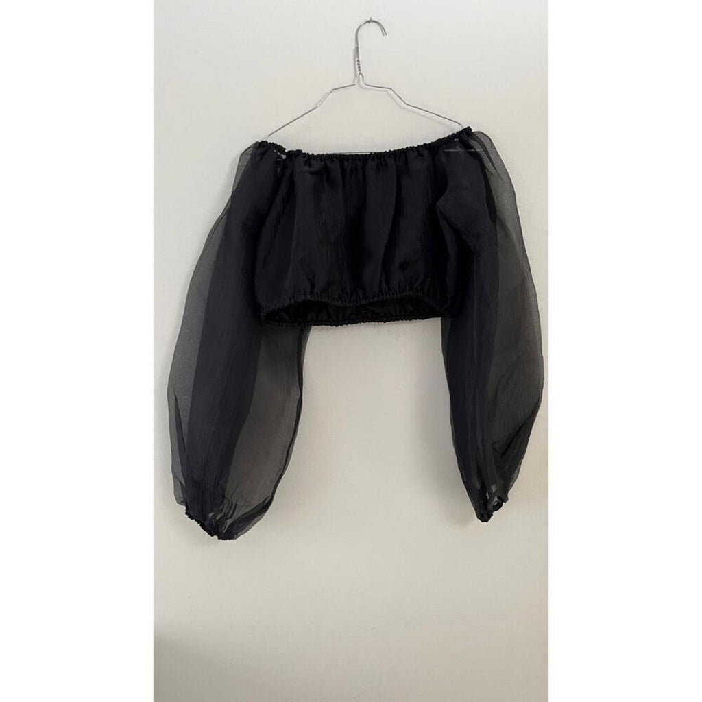 STAUD PUFF SLEEVE CROPPED BLOUSE S