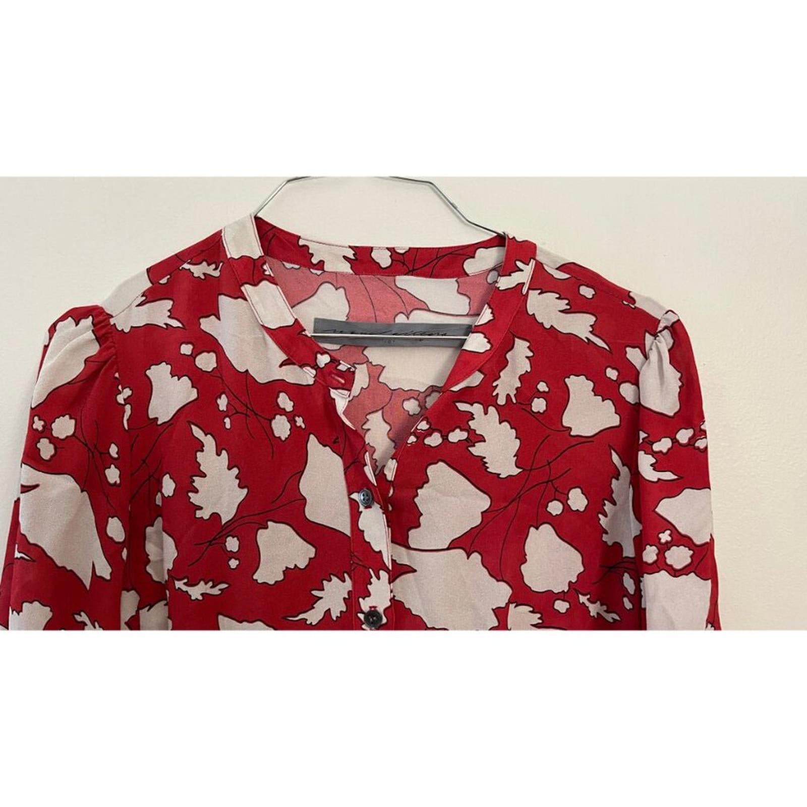 RAQUEL ALLEGRA RED LEAF PRINT DRESS S