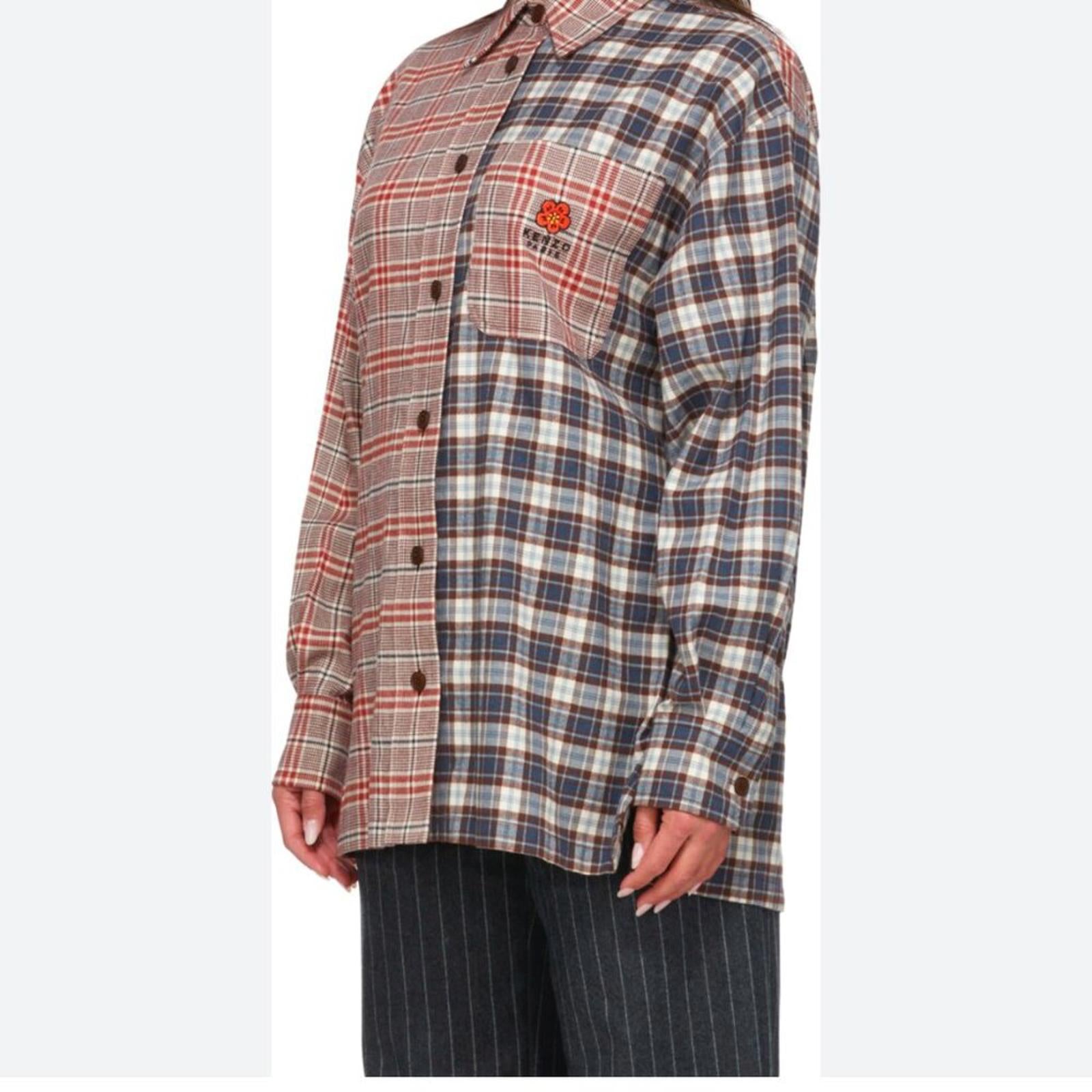 KENZO PARIS X NIGO 2 TONE PLAID OVERSIZED SHIRT S