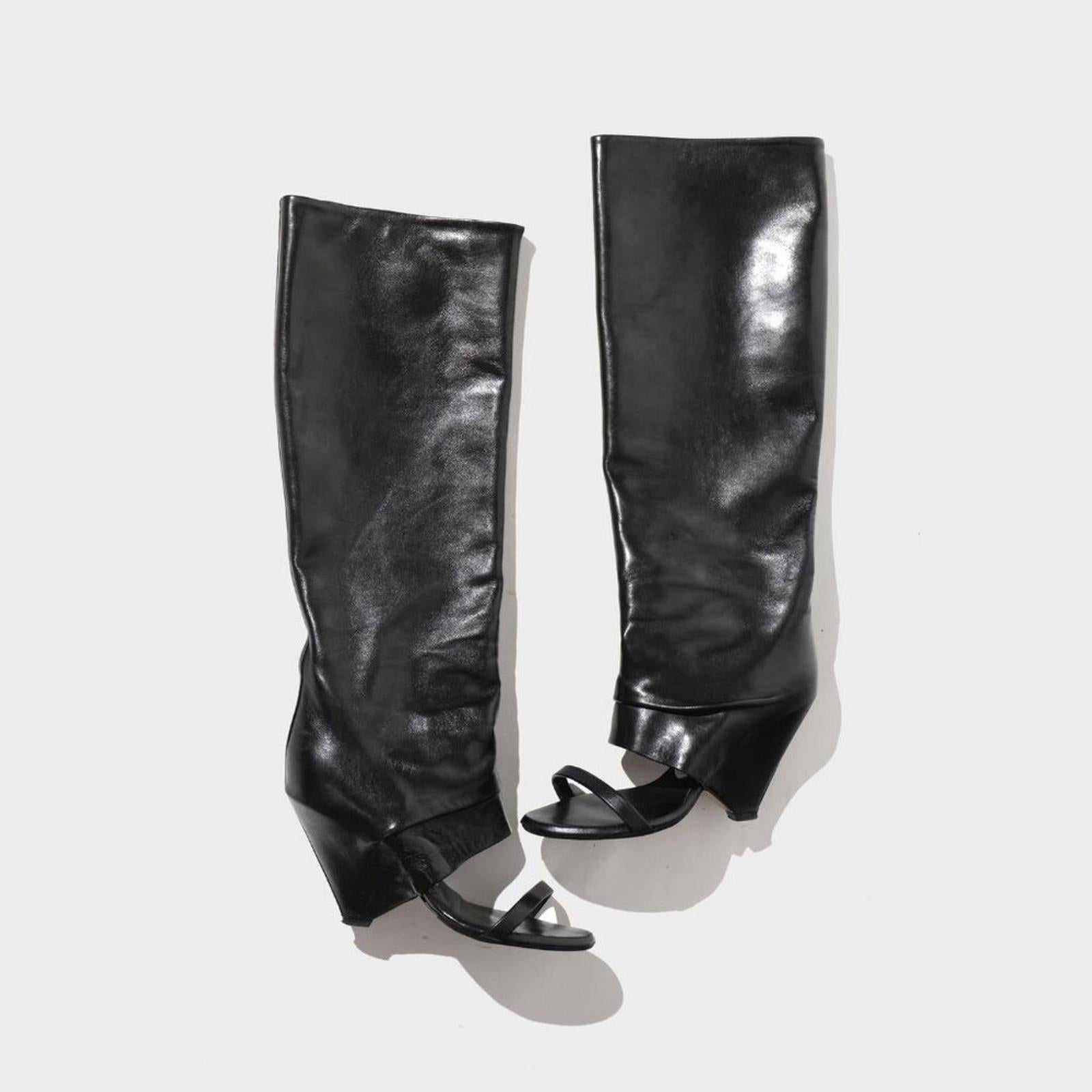 RARE MARGIELA Line 22 open toe Knee High Boots