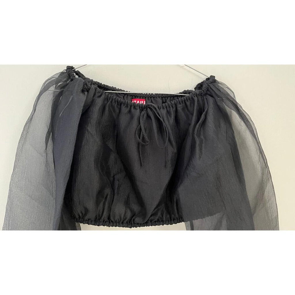 STAUD PUFF SLEEVE CROPPED BLOUSE S