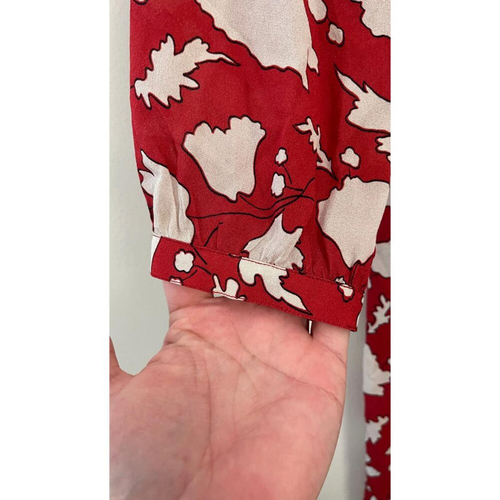 RAQUEL ALLEGRA RED LEAF PRINT DRESS S