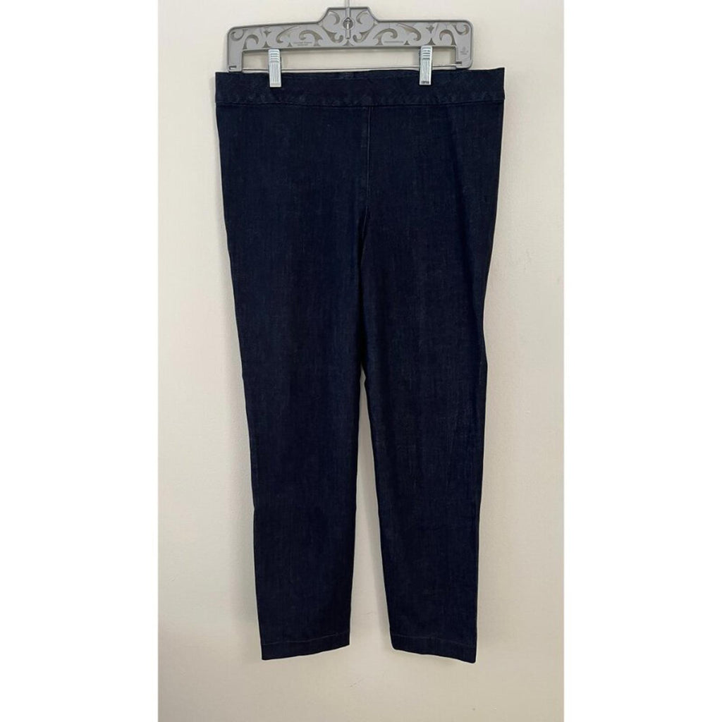 THE ROW STRATTON STRETCH DENIM CROPPED HIGH RISE LEGGINGS L
