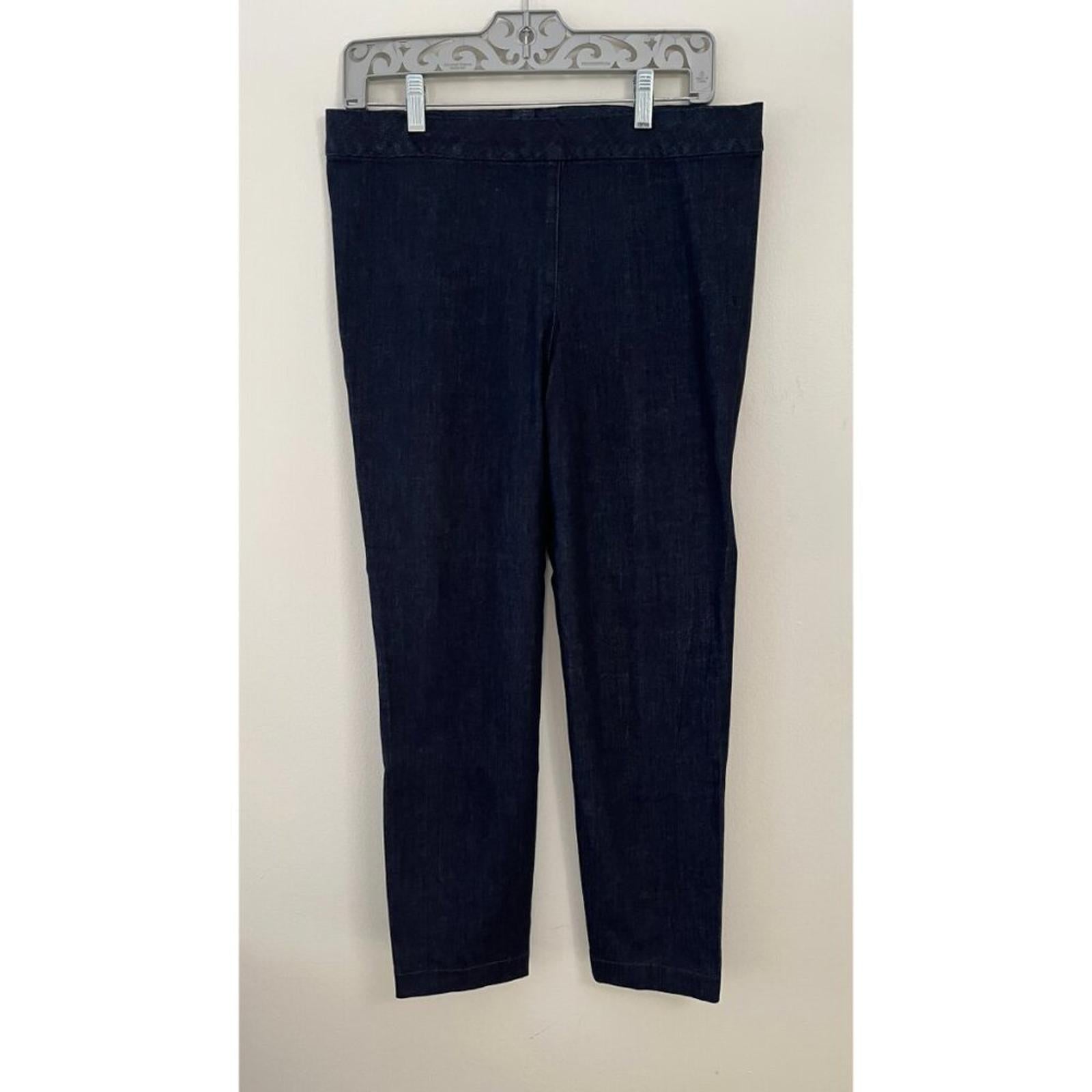 THE ROW STRATTON STRETCH DENIM CROPPED HIGH RISE LEGGINGS L