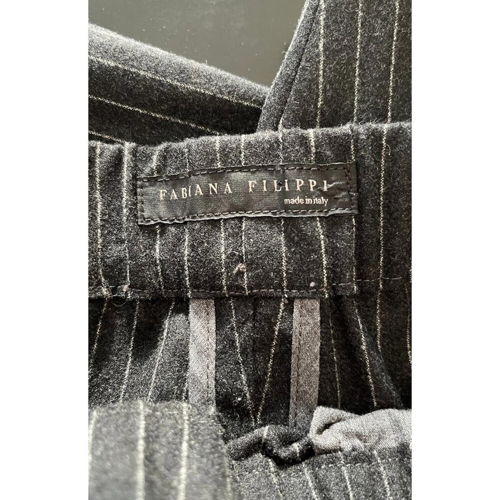 FABIANA FILIPPI CROPPED PINSTRIPE ELASTIC WAIST PANTS XXS