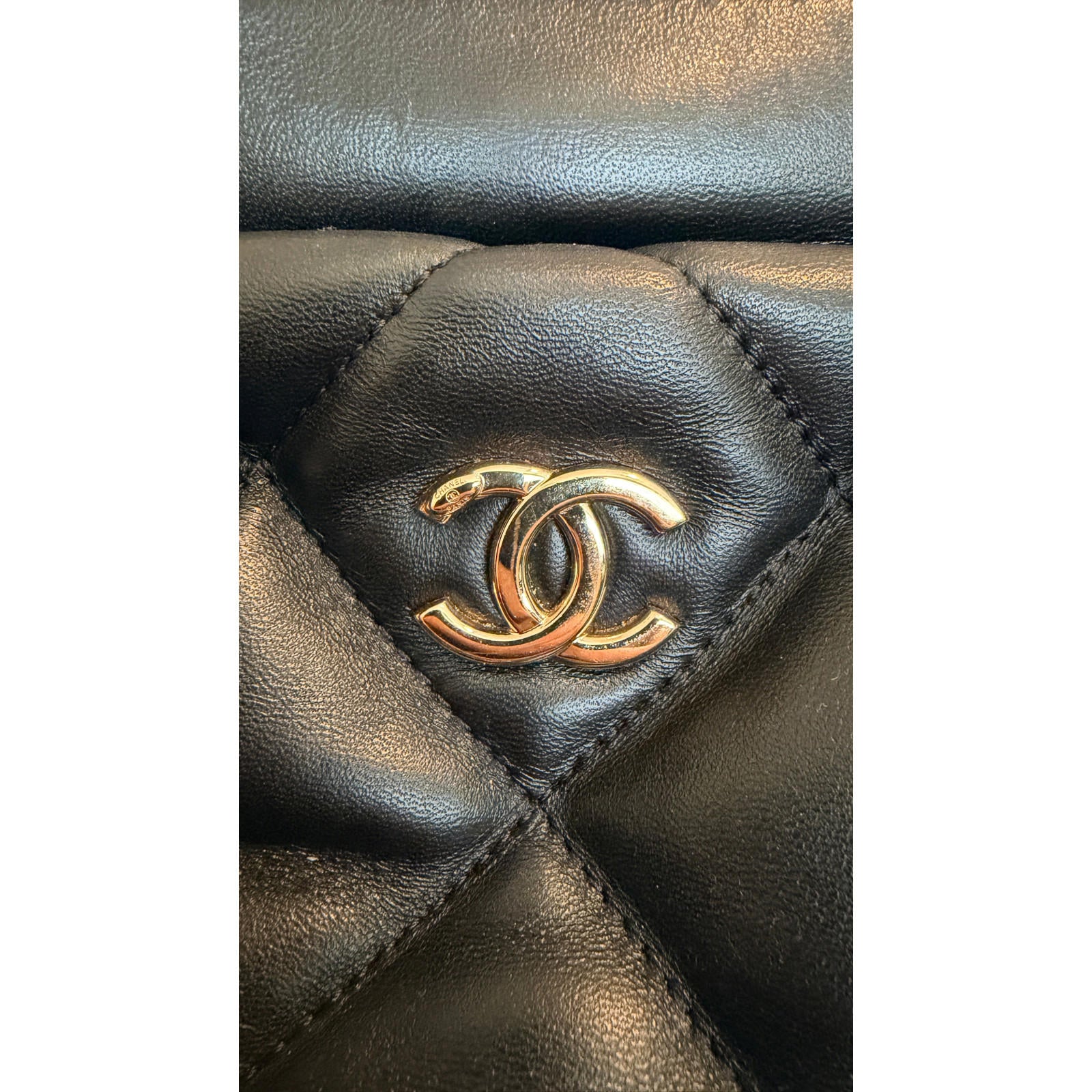 CHANEL BLACK QUILTED BOWLING CHAIN BAG