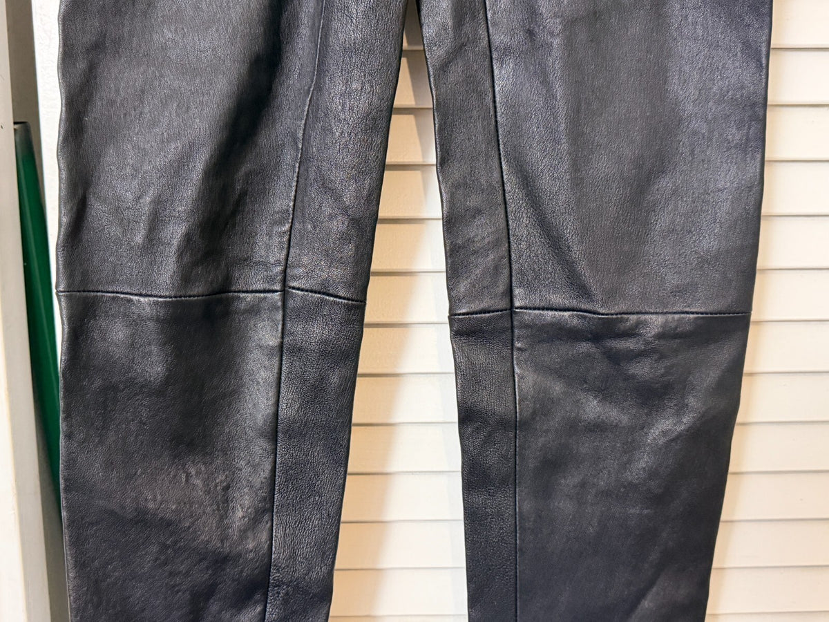 MACKAGE NAVI-Z LAMBSKIN LEATHER PLONGE SUPER SKINNY PANTS 6