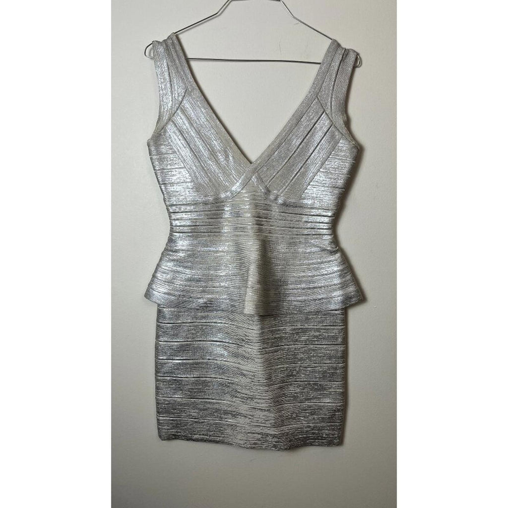 HERVE LEGER Metallic Bandage Dress