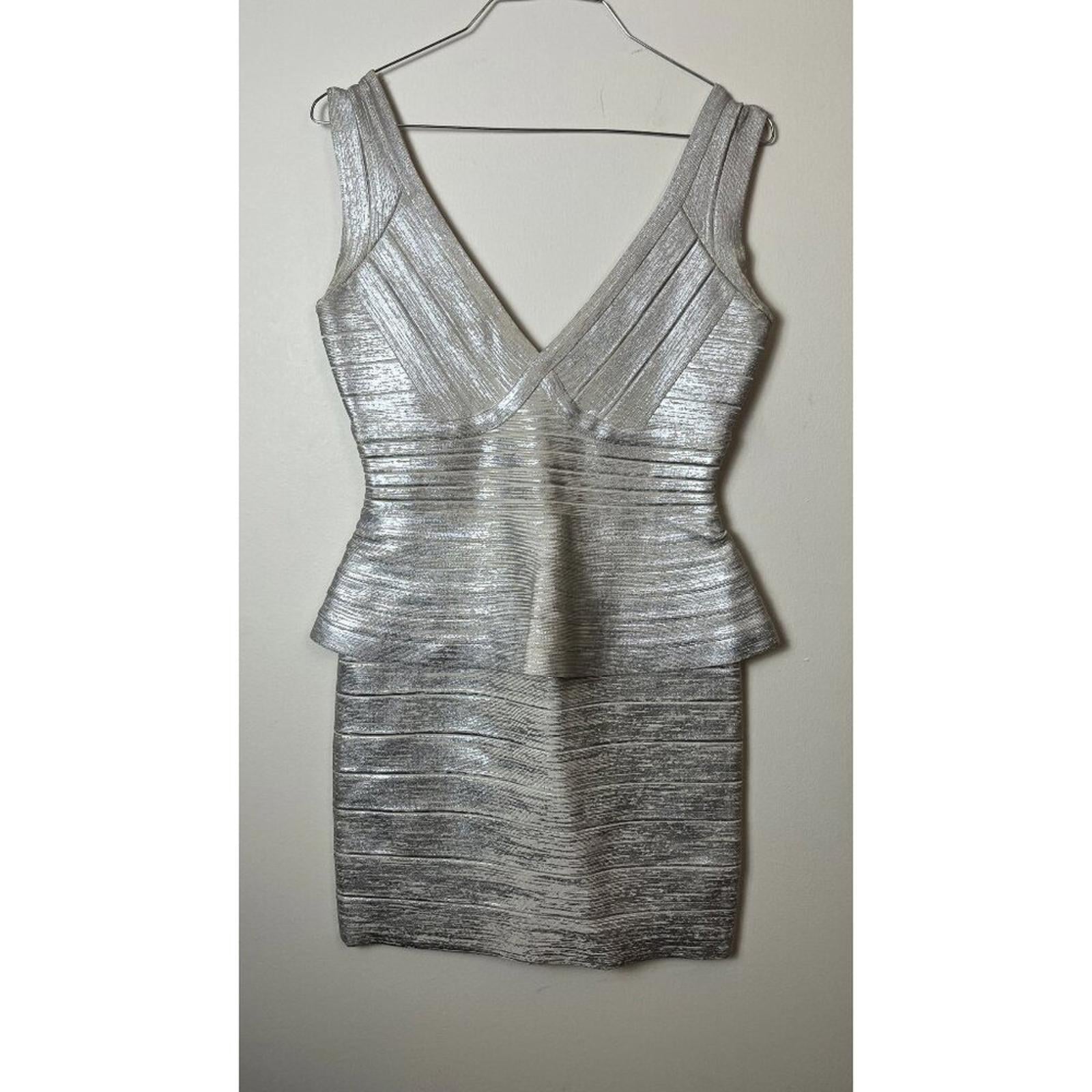 HERVE LEGER Metallic Bandage Dress