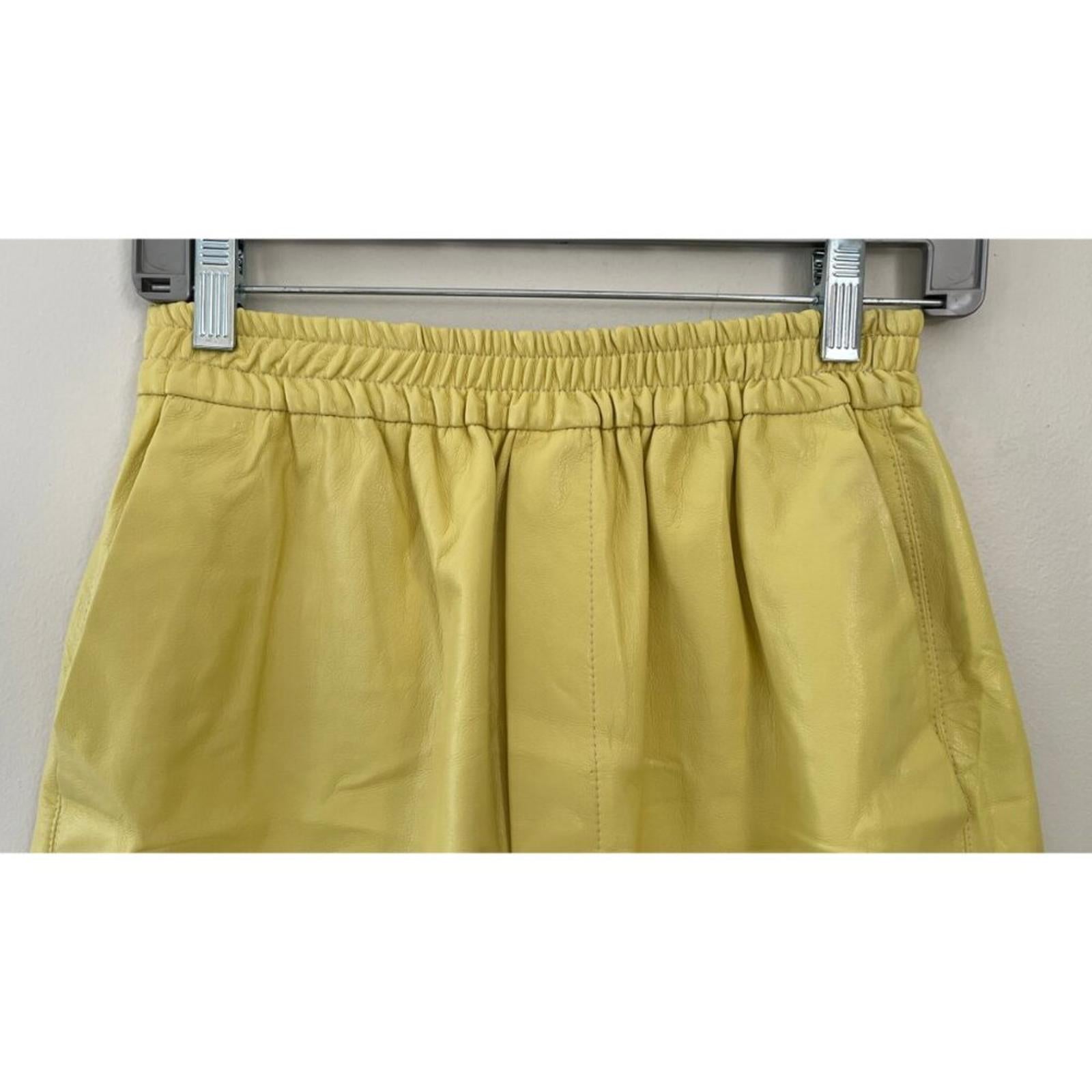 NANUSHKA YELLOW VEGAN LEATHER ELASTIC WAIST SHORTS M