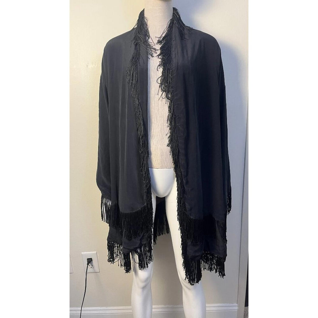 WINTER KATE Black Vintage Silk Kimono Jacket
