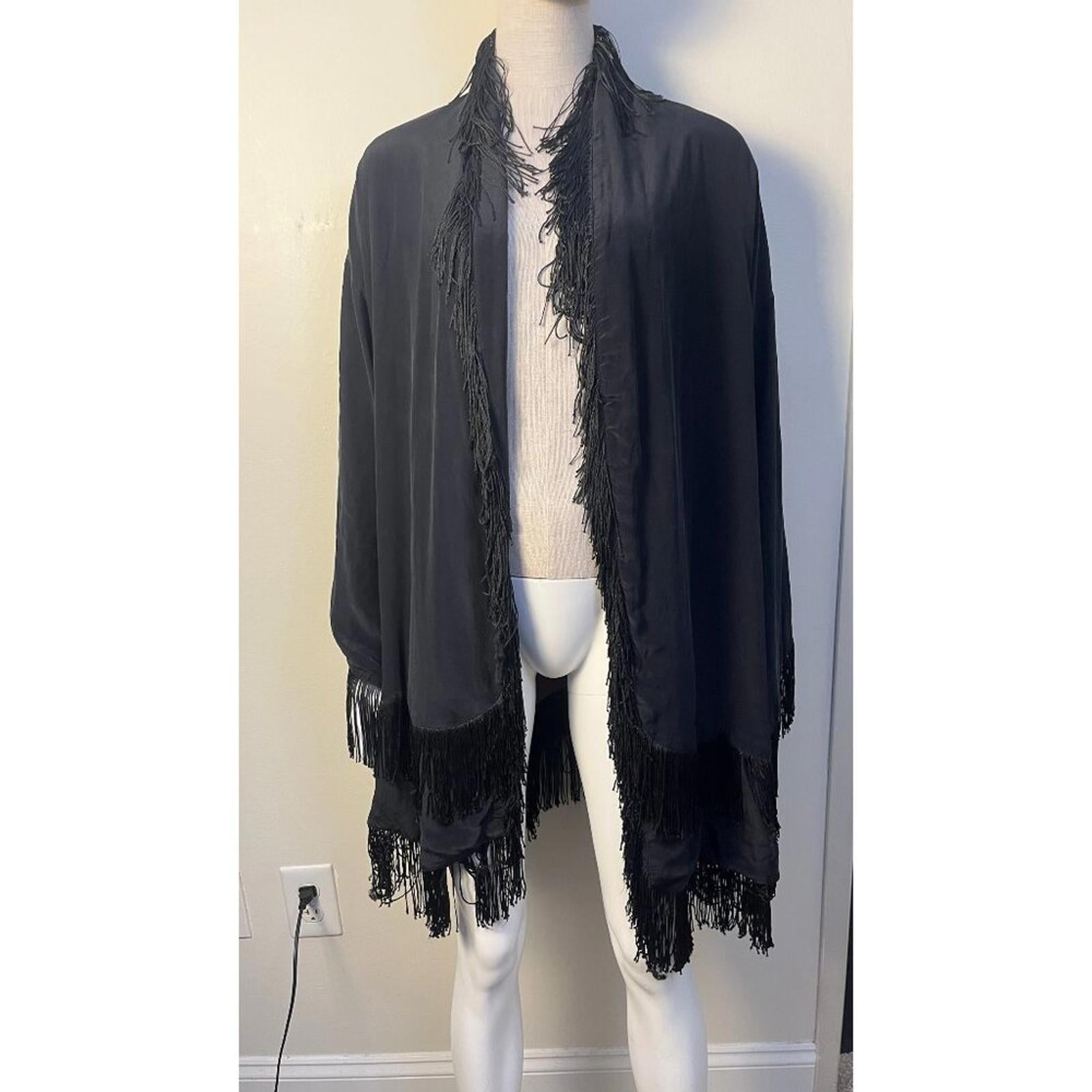 WINTER KATE Black Vintage Silk Kimono Jacket