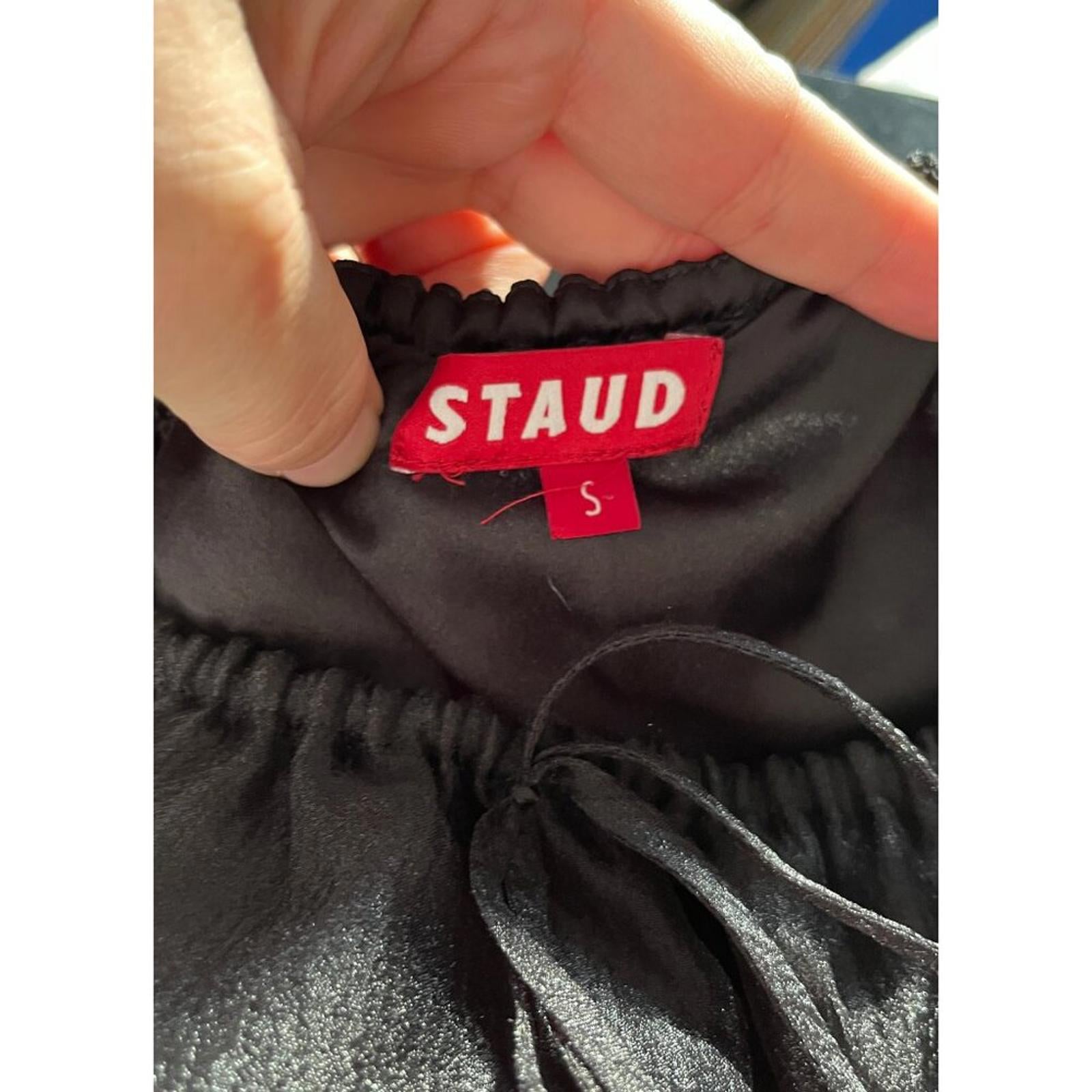 STAUD PUFF SLEEVE CROPPED BLOUSE S