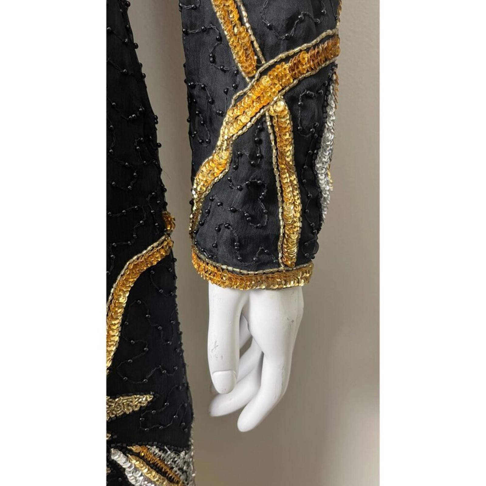 VINTAGE MANNEQUIN BEADED SEQUIN 80'S GLAM DRESS M