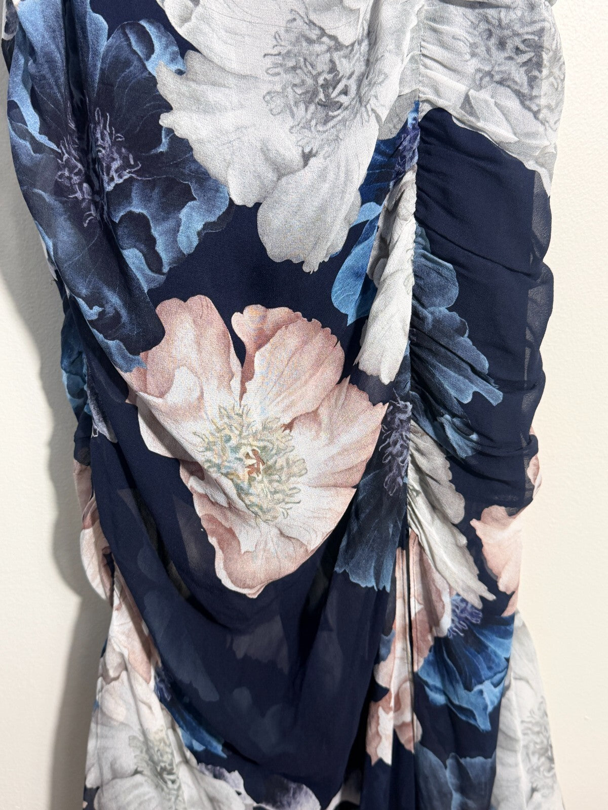 Nicholas Kamila Ruffle Cowl-Neck Silk-Blend Chiffon Gown Ivory Floral
