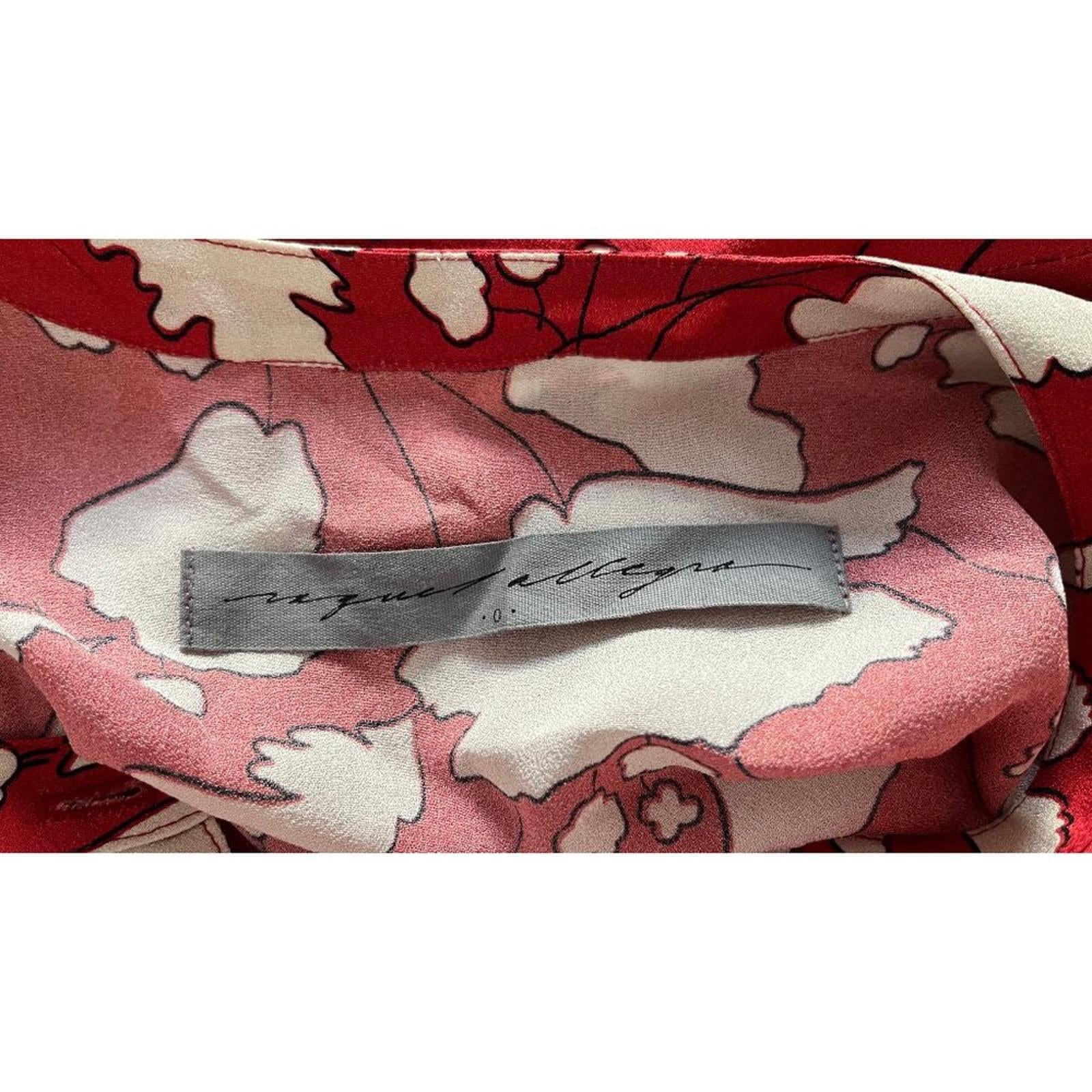 RAQUEL ALLEGRA RED LEAF PRINT DRESS S