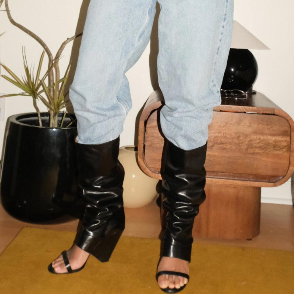 RARE MARGIELA Line 22 open toe Knee High Boots