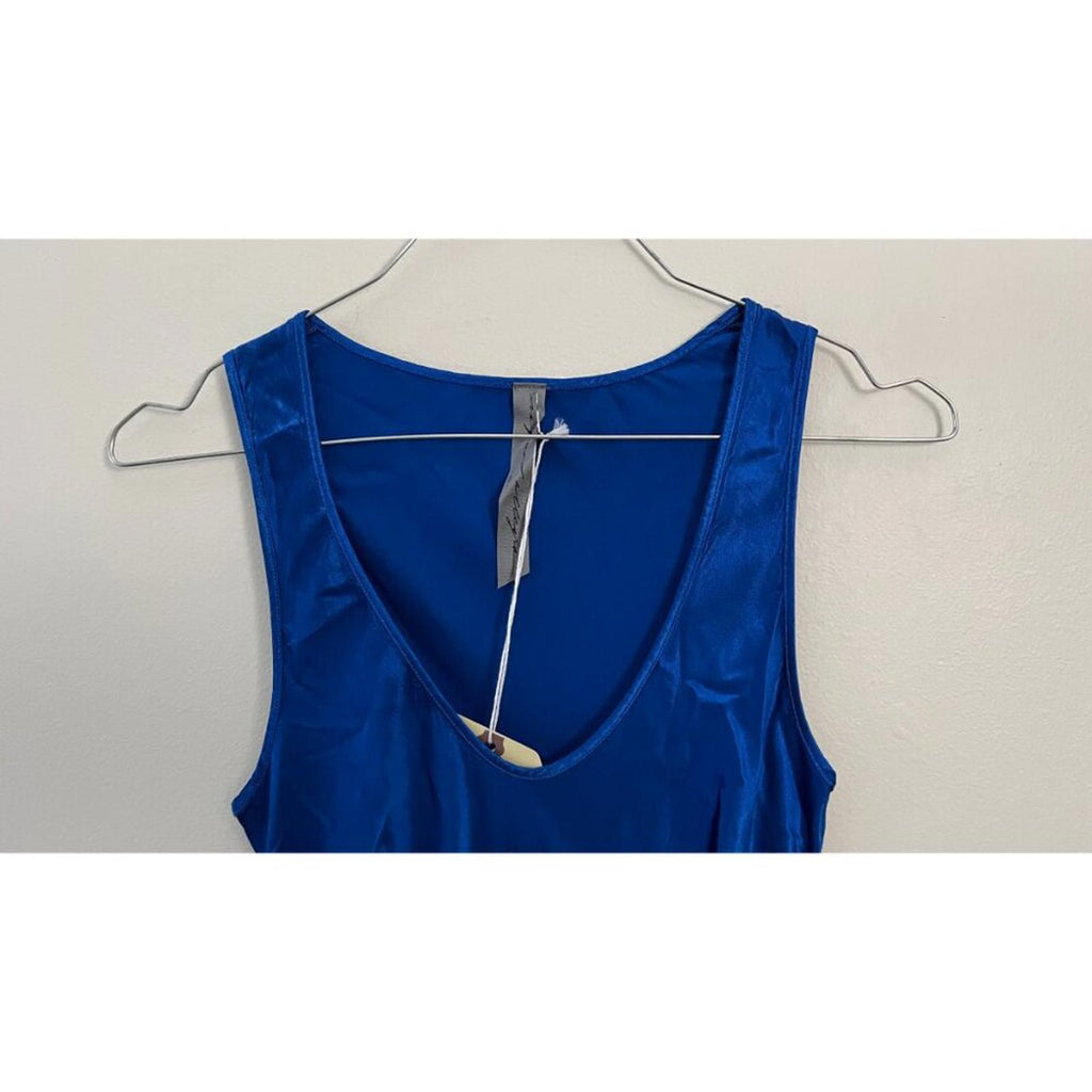 RAQUEL ALLEGRA VALENTINA LAPIS BLUE SLIP EVENING GOWN DRESS S