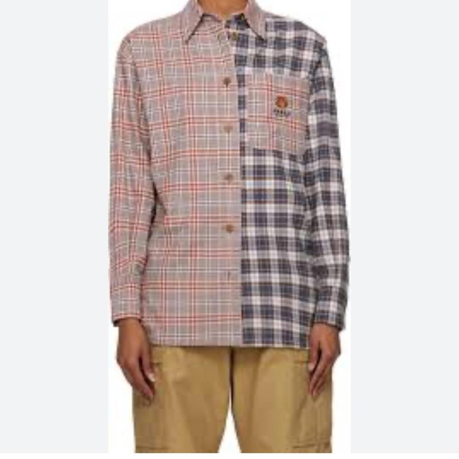 KENZO PARIS X NIGO 2 TONE PLAID OVERSIZED SHIRT S