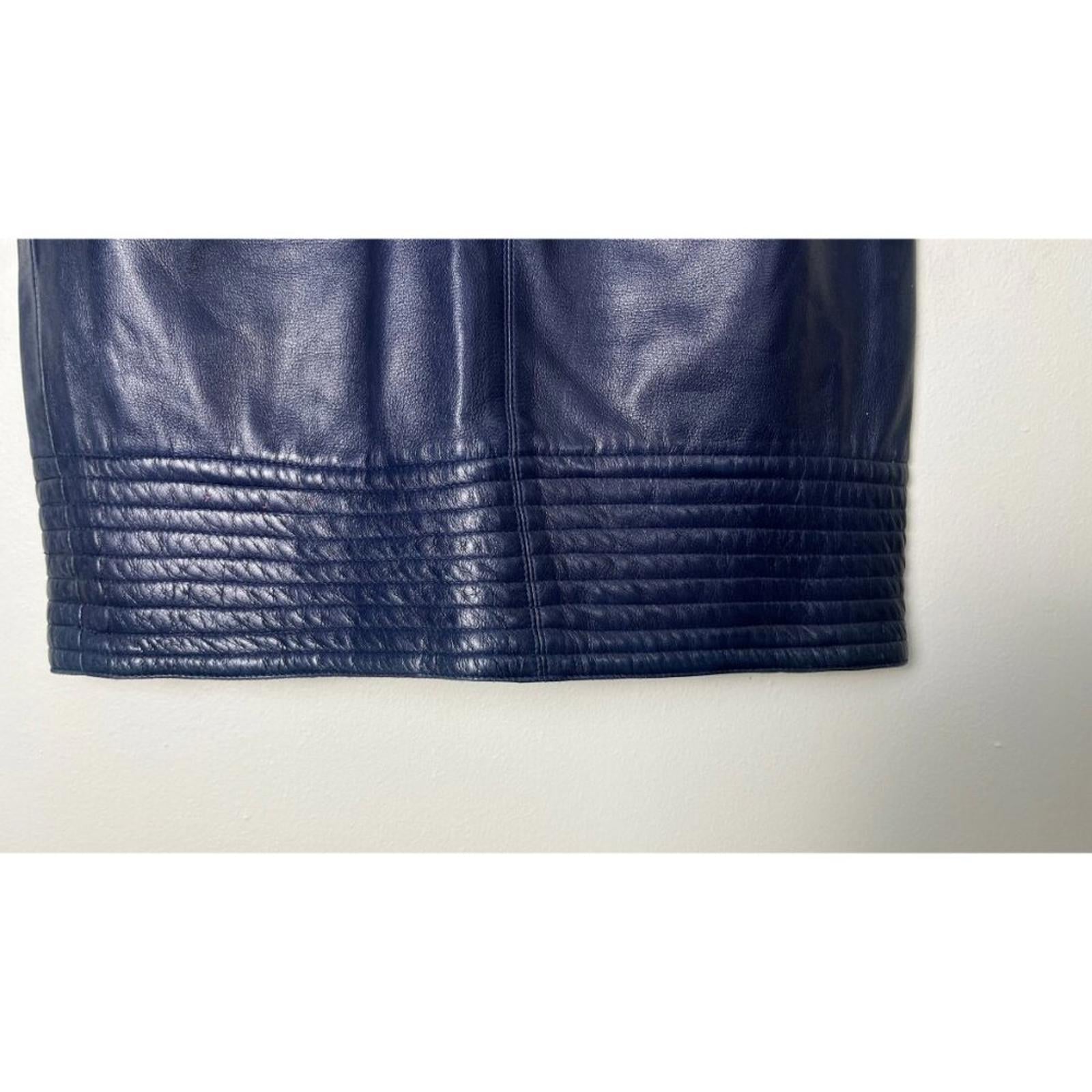 CLAUDE MONTANA LEATHER RIBBED HEM PUNK 80'S MINI SKIRT 24