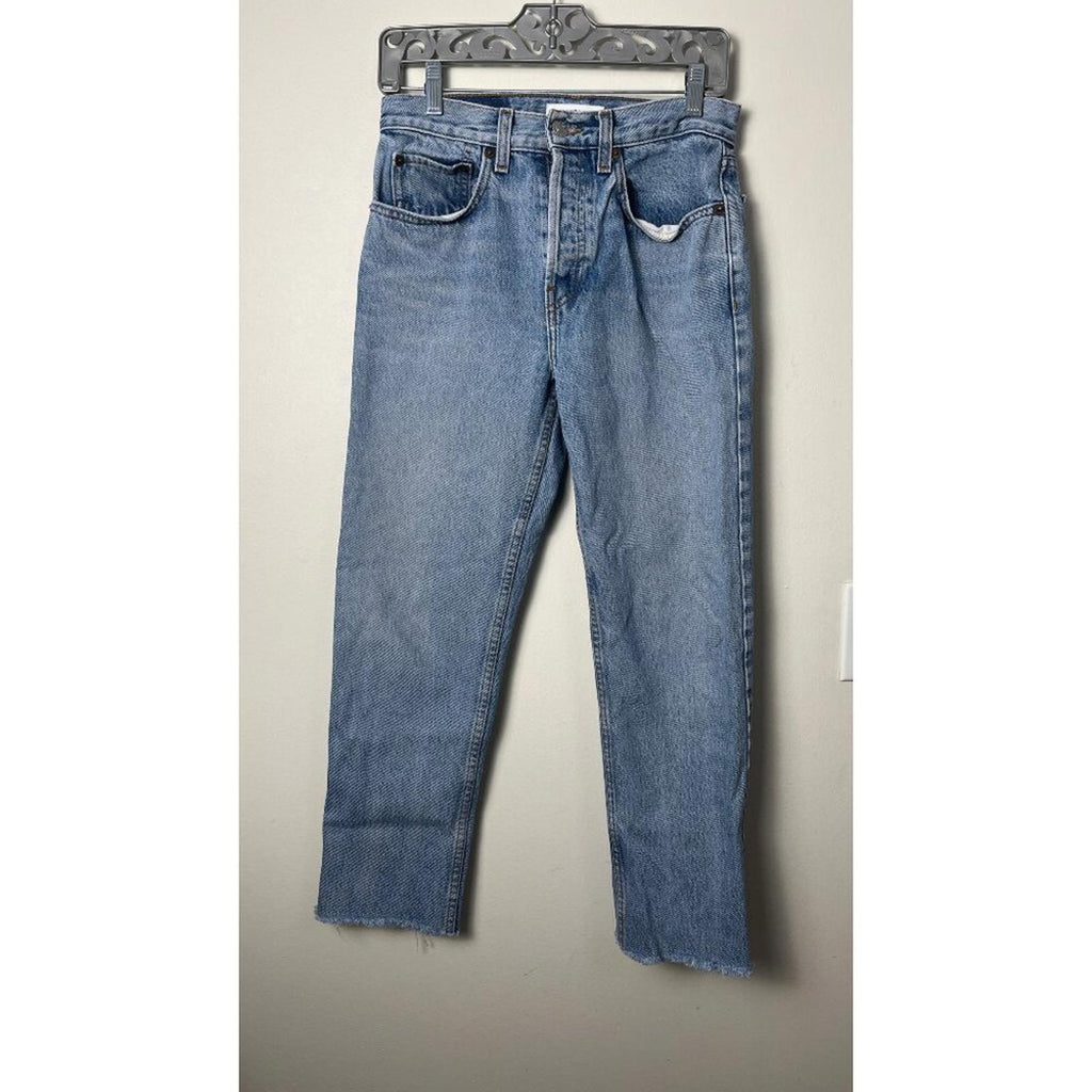 REDONE LEVIS VINTAGE DENIM JEANS in cropped style, size 27, featuring a perfectly worn look and classic blue denim finish.