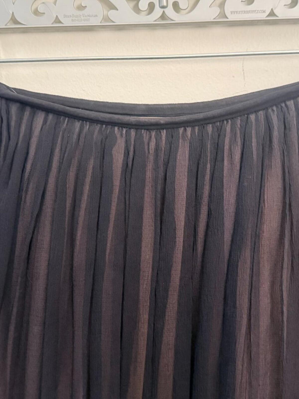 MARTIN GRANT FRENCH SILK RAW HEM LAYERED CIRCLE SKIRT S close-up view of the layered sheer fabric detailing.