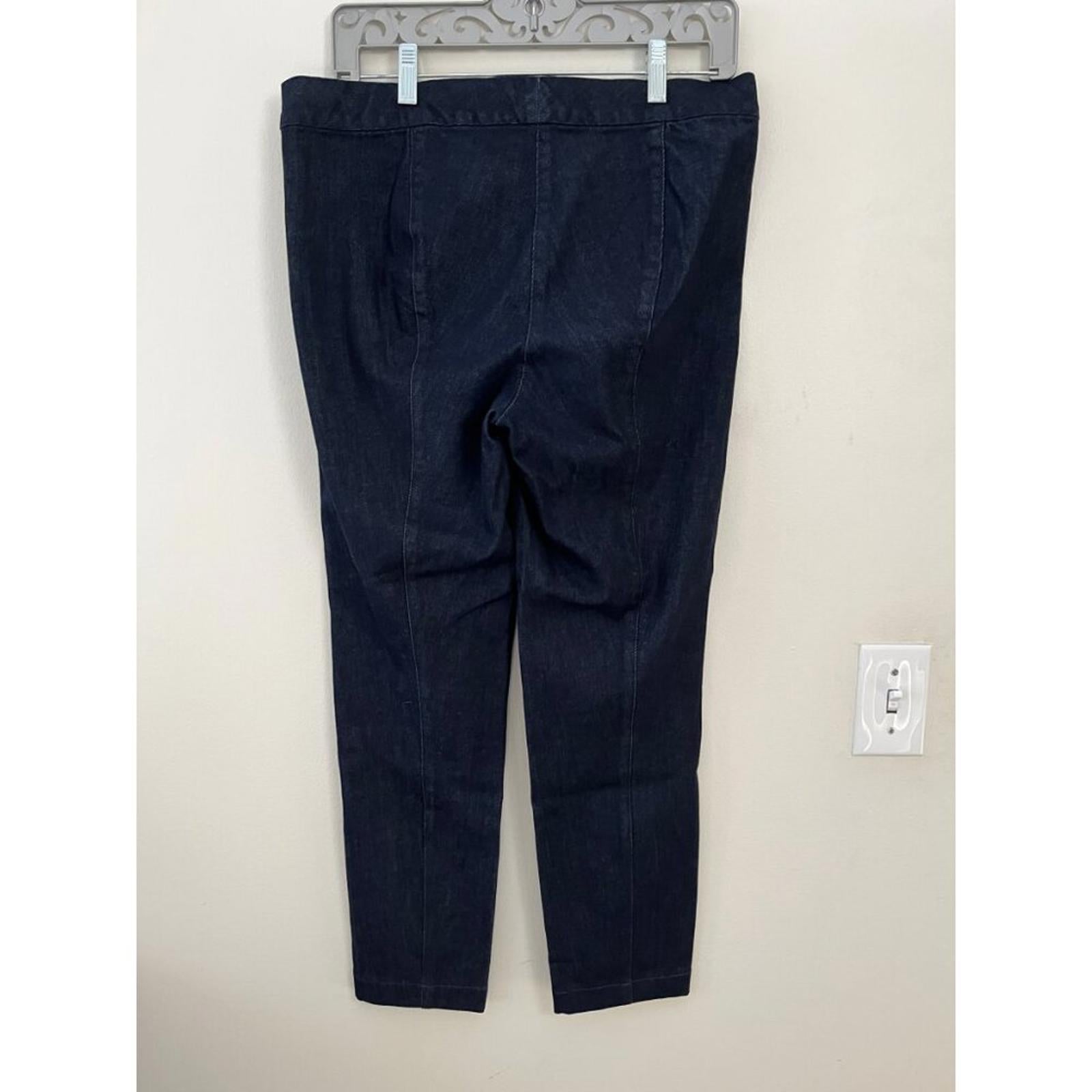 THE ROW STRATTON STRETCH DENIM CROPPED HIGH RISE LEGGINGS L