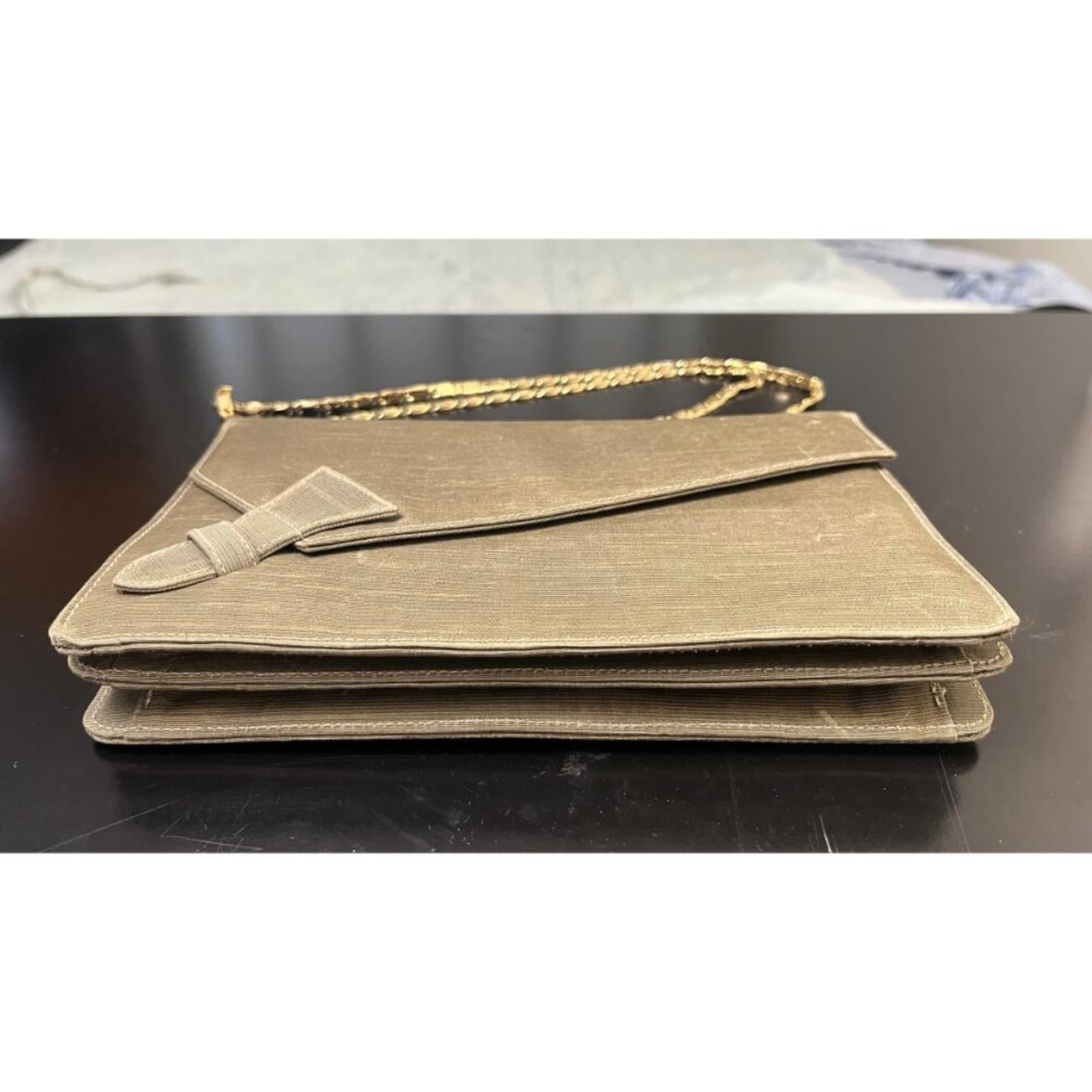GIORGIO ARMANI OLIVE GOLD CHAIN EVENING ENVELOPE BAG