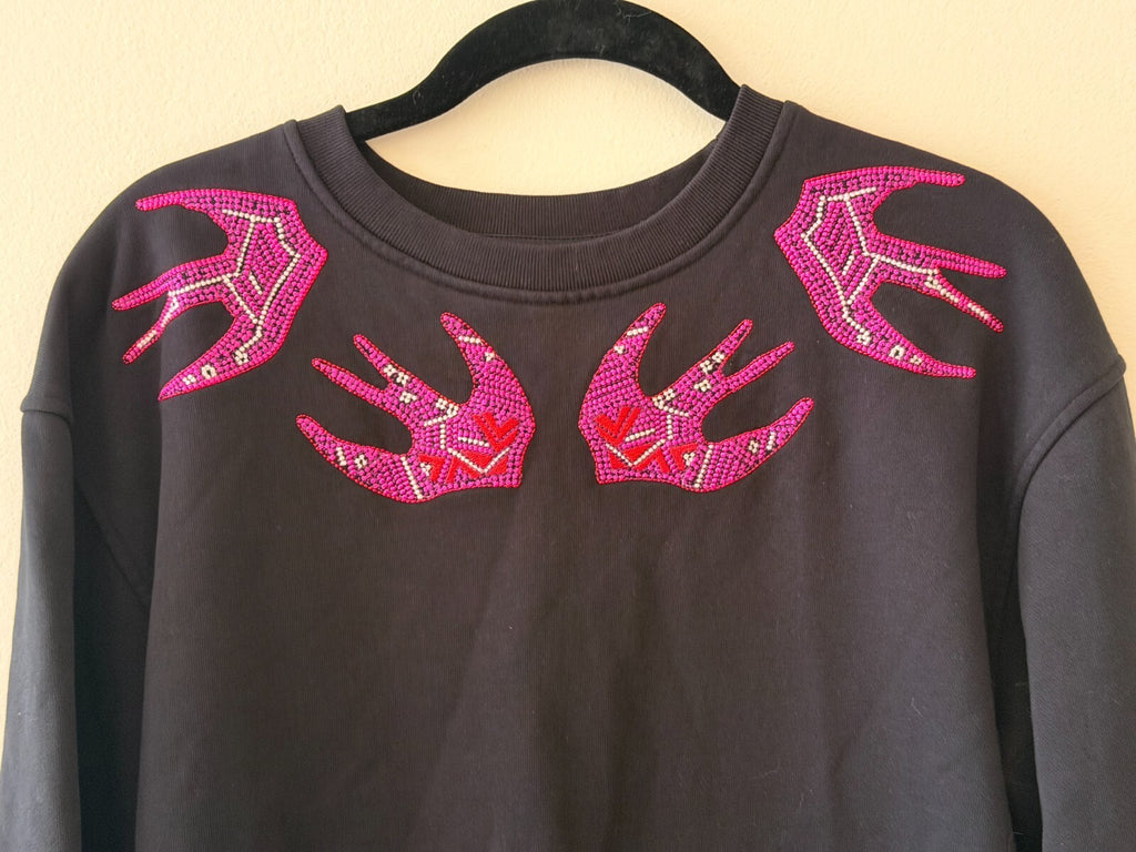 Alexander McQueen MCQ Swallow Embroidered Crewneck sweater