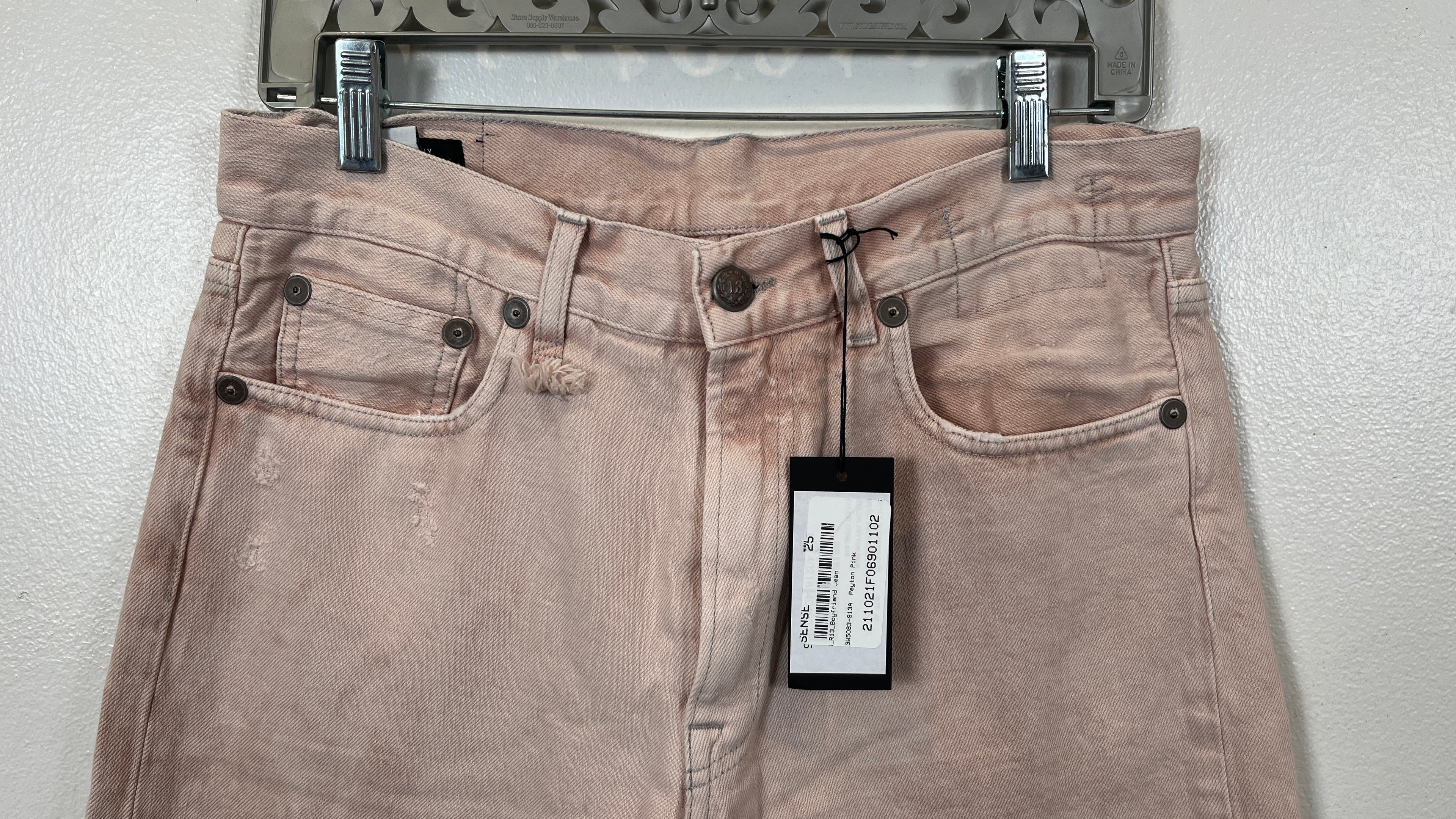 R13 Cropped Peyton Pink Boyfriend Jean