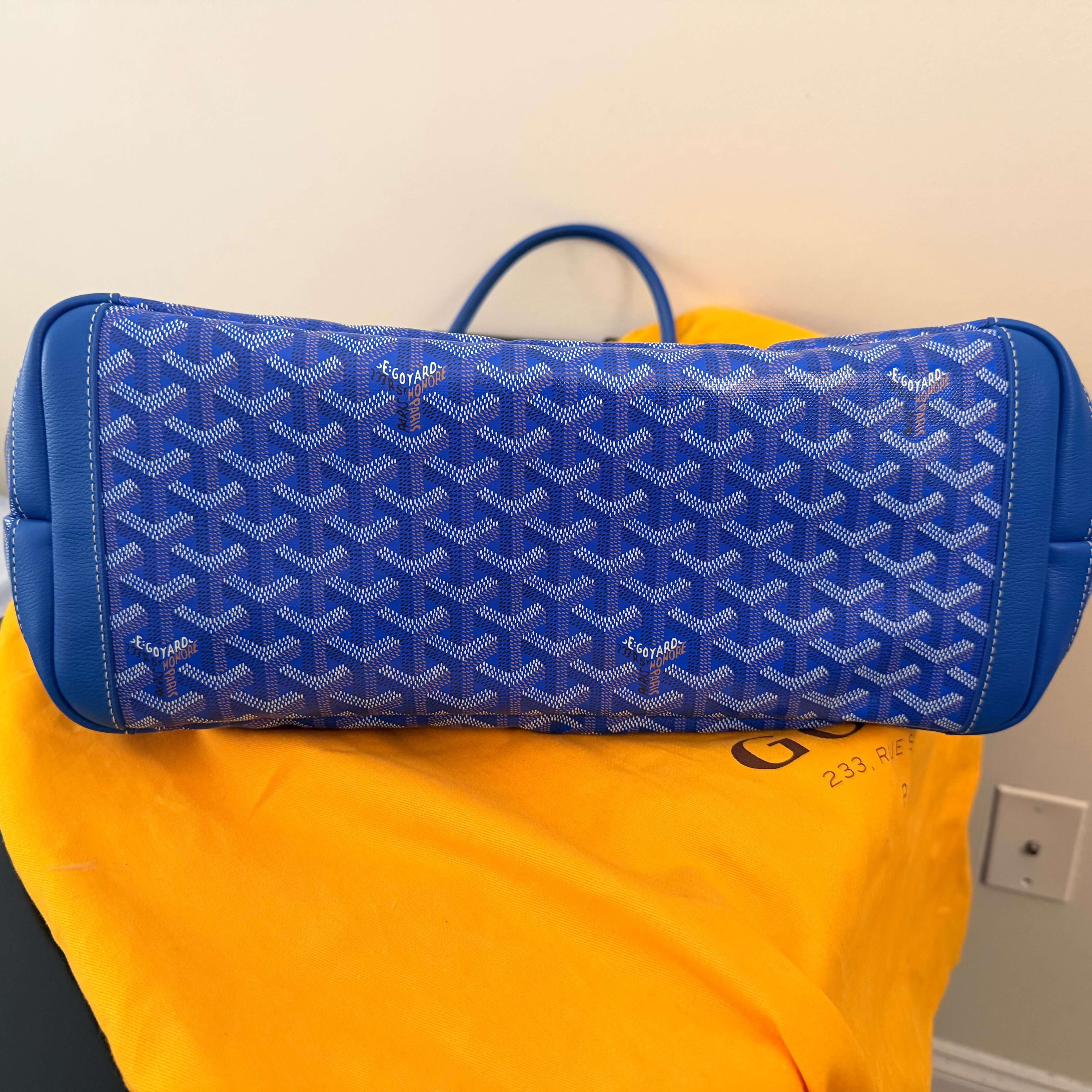 Goyard Artois MM Tote Bag- Goyardine in blue with iconic pattern and dustbag