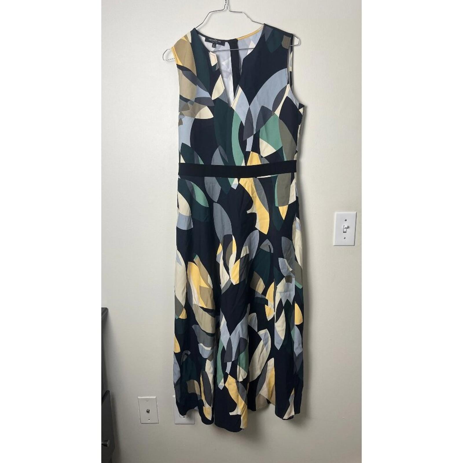 LAFAYETTE 148 GEOMETRIC PRINT MAXI DRESS 