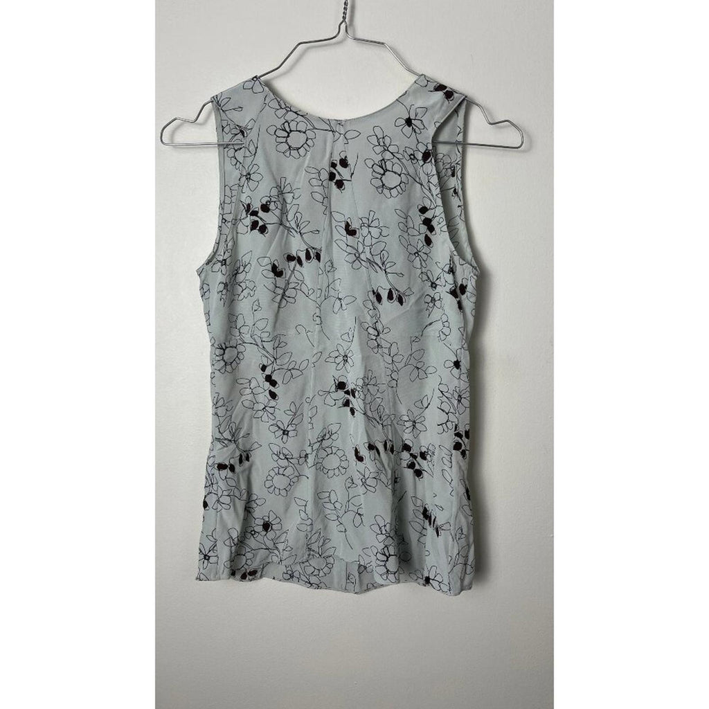 MARNI COLLECTION SILK FLORAL BLOUSE SMALL back view with floral design and sleeveless style