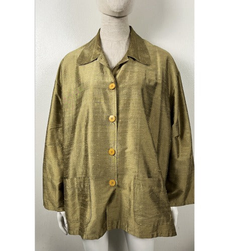 Harari Raw Silk Gold Metallic Coat
