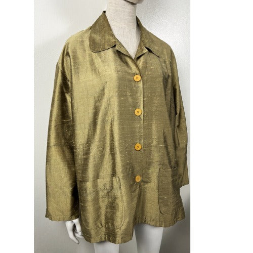 Harari Raw Silk Gold Metallic Coat