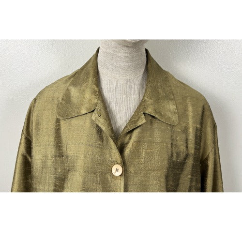 Harari Raw Silk Gold Metallic Coat
