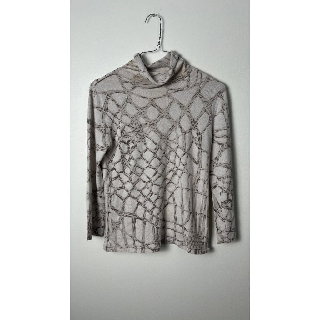 TSE CASHMERE GEOMETRIC PRINT THIN KNIT BLOUSE 