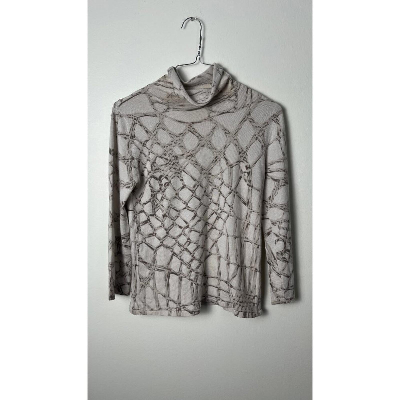 TSE CASHMERE GEOMETRIC PRINT THIN KNIT BLOUSE 