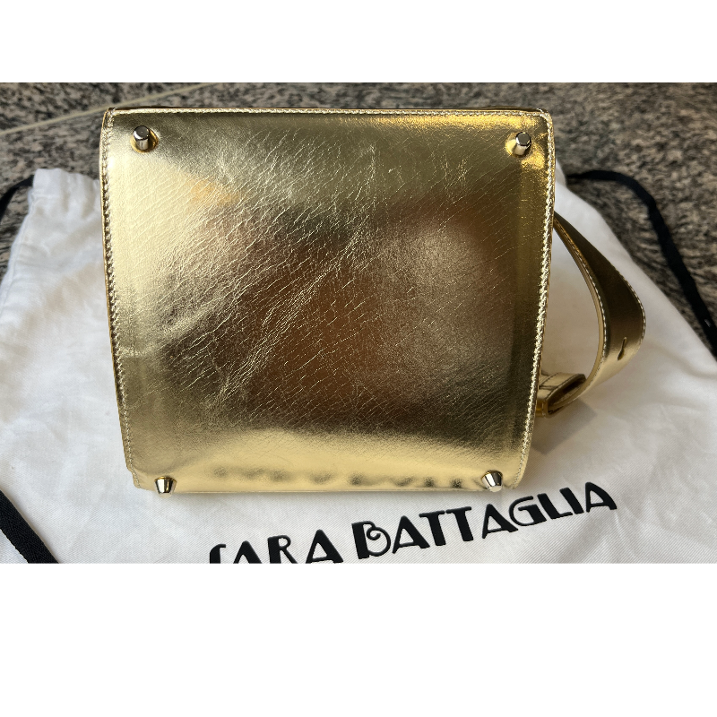 Sara Battaglia Gold Plisse Accordion Bag