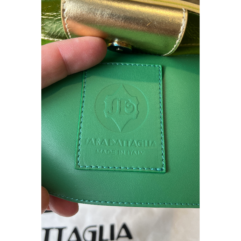 Sara Battaglia Gold Plisse Accordion Bag