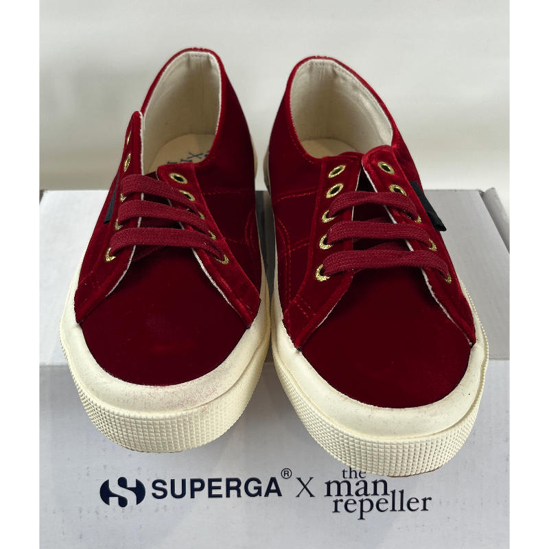 Superga X The Man Repeller Red Velvet Shoes