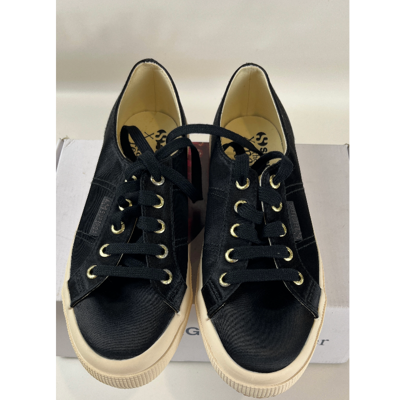 Superga X The Man Repeller Black Satin Shoes
