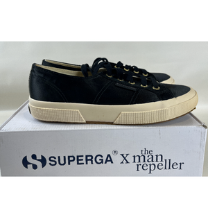 Superga X The Man Repeller Black Satin Shoes