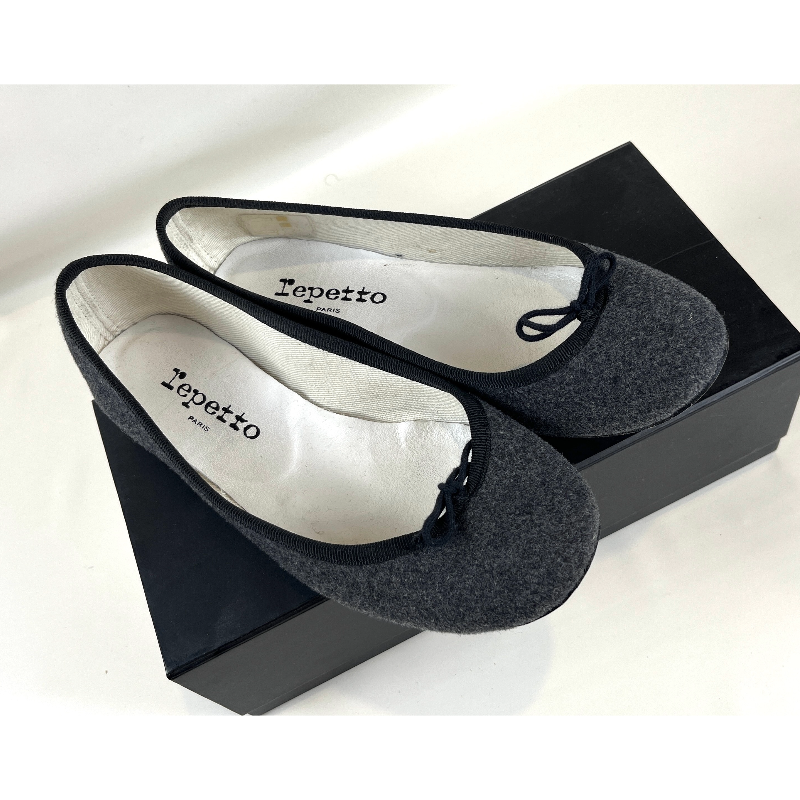 Repetto Gray Wool Ballet Flat