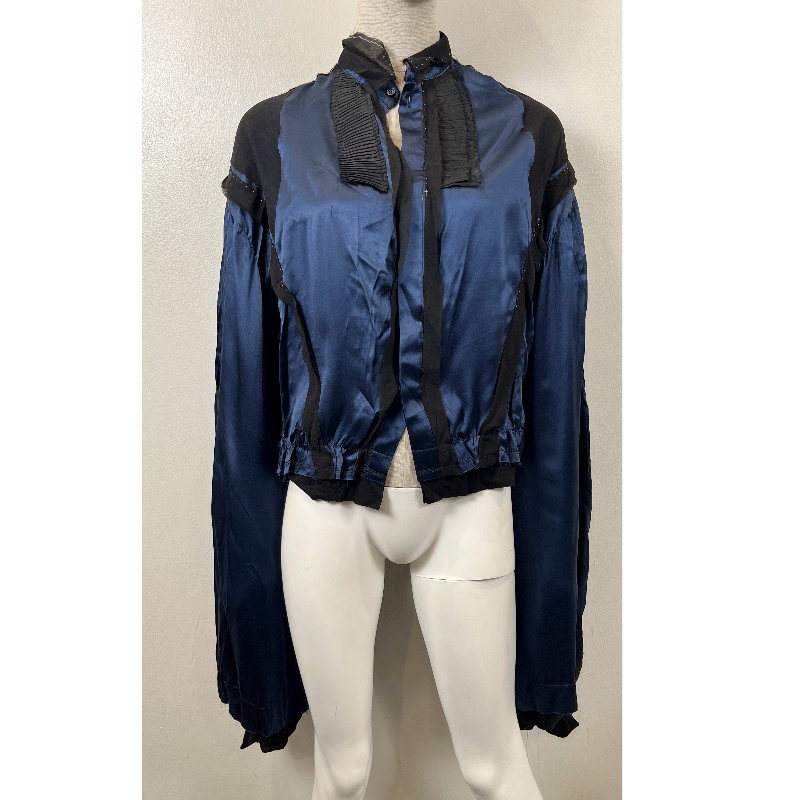 Umit Unal Couture Silk Exaggerated Sleeve Blouse