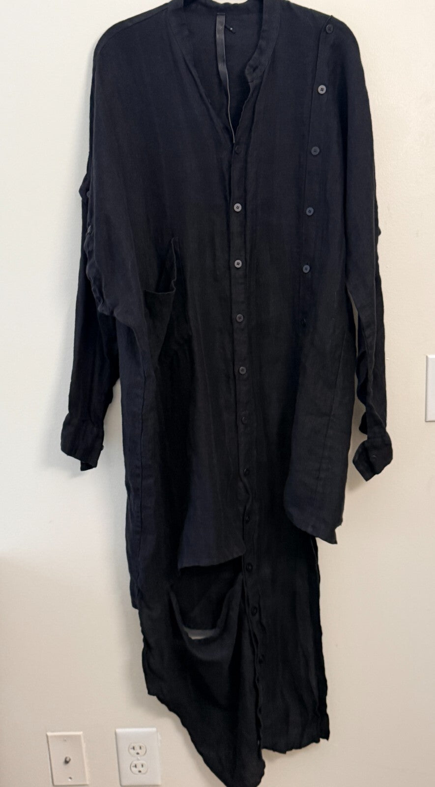 BARBARA I GONGINI BLACK LINEN AVANT GARDE JACKET 38 M