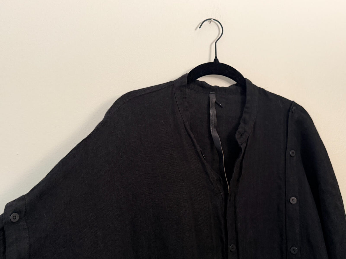 BARBARA I GONGINI BLACK LINEN AVANT GARDE JACKET 38 M